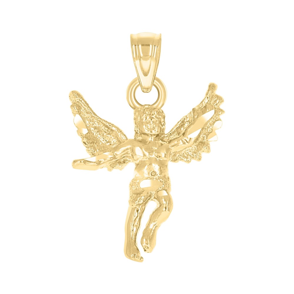 10kt 10k Yellow Gold Diamond-Cut Unisex Angel Religious Charm Pendant